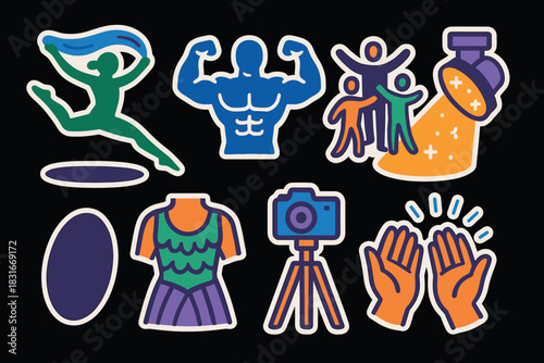 Expressive dance and fitness icons collection for creative design