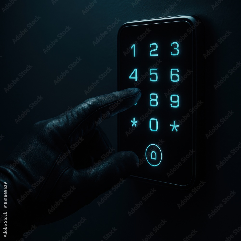 Obraz premium Hand on glowing keypad
