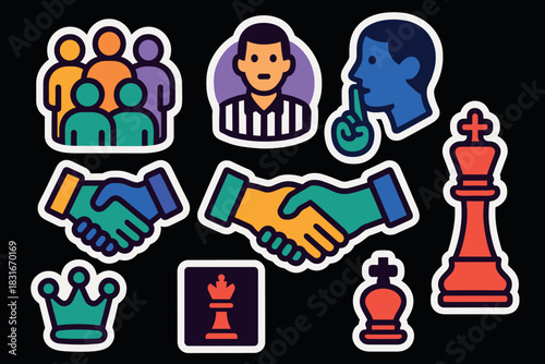 Vibrant chess sticker set for games and strategy enthusiasts