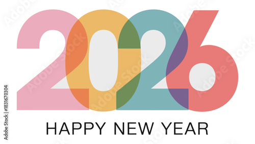 Year 2026: Celebrate the dawn of a vibrant new year as colorful digits intertwine with 'Happy New Year', a symbol of joyous anticipation for the coming year.
