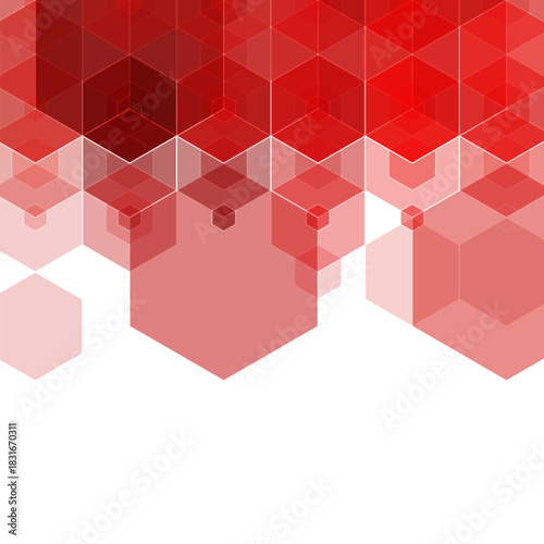 Hexagonal polygonal stylish background. Geometric image. Red figures. eps 10