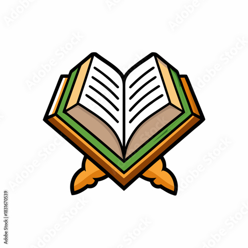 Al-Quran illustration vector isolated on white background. Open Al-quran.