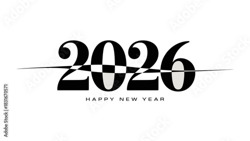 2026 New Year's Greeting: A minimalist, stylish design spells out the coming year, interwoven with a wish for a joyful start to the fresh calendar year.