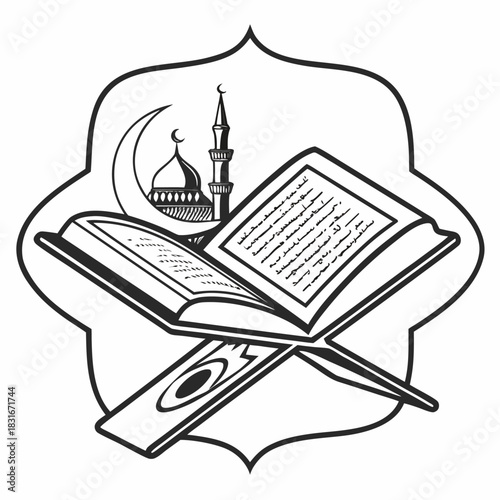 Al-Quran illustration vector isolated on white background. Open Al-quran.