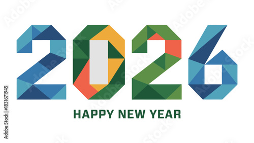 Joyful 2026: A vibrant and colorful design wishing viewers a Happy New Year, heralding the arrival of the year 2026 with a message of joy and celebration.