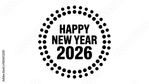 New Year's Greetings 2026: A minimalist and elegant typographic design celebrating the arrival of the New Year, presenting a clean and optimistic message for 2026.