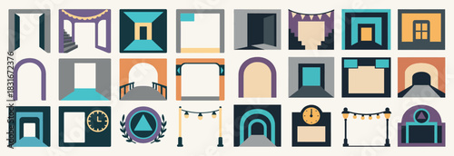 Liminal Space Symbols with Arches, Doors, and Windows