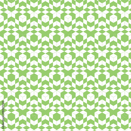 This is an optical illusion of consecutive cubes with a swatch that is compatible with the background material, which is three-dimensional and yellow green. / 連続する立方体の騙し絵 背景素材 スウォッチ対応 目の錯覚 立体的 3D 黄緑