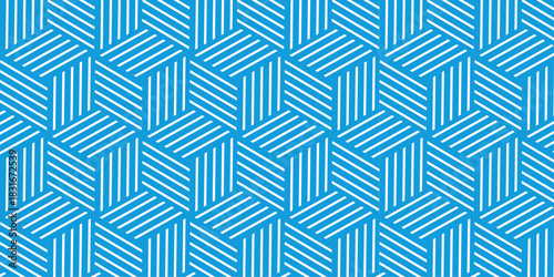 seamless blue pattern texture repeat grid triangle geometric hexagon type cube fabric pattern shapes cover template design.	