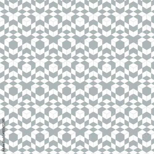 This is an optical illusion of consecutive cubes with a swatch that is compatible with the background material, which is three-dimensional and silver. / 連続する立方体の騙し絵 背景素材 スウォッチ対応 目の錯覚 立体的 3D 銀