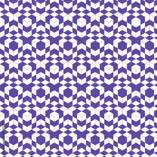 This is an optical illusion of consecutive cubes with a swatch that is compatible with the background material, which is three-dimensional and purple. / 連続する立方体の騙し絵 背景素材 スウォッチ対応 目の錯覚 立体的 3D 紫