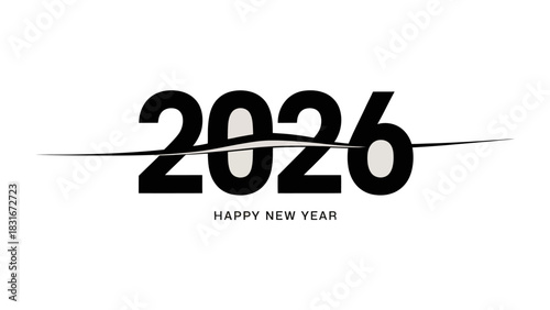 2026: Year of New Beginnings: A minimalist design showcasing the year 2026, accompanied by a wish for a happy new year, elegantly symbolizing the promise and excitement of a fresh start. 
