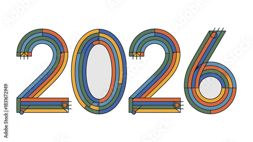 Colorful 2026 Typography: A vibrant and modern representation of the year 2026, composed with a playful array of colorful lines and a touch of contemporary design. 