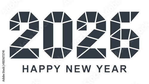 New Year 2026: A sleek, modern digital design showcases the upcoming year, accompanied by a festive greeting.