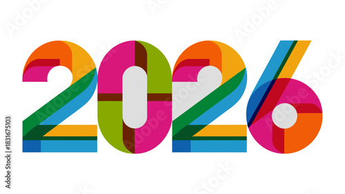 Year 2026: The vibrant year 2026 takes center stage, its bold and colorful design a symbol of innovation, progress, and the exciting possibilities that the future holds.
