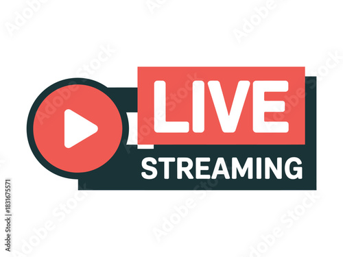 A stylized graphic illustration depicting a play button icon and the words 'LIVE STREAMING' in bold typography, suggesting a broadcast is in progress.