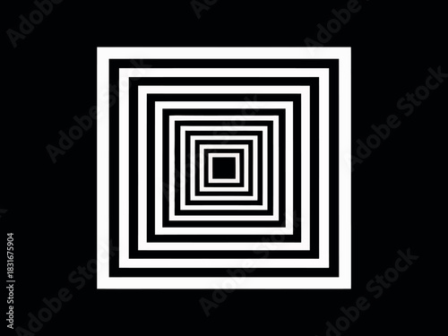 Concentric squares create a hypnotic optical illusion, drawing the viewer into an abstract visual vortex.