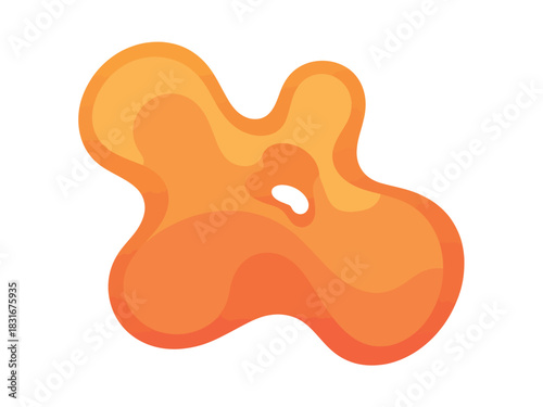 A single orange amoeba-like organism with a fluid, irregular shape is shown against a white background.