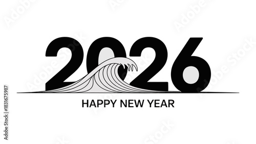 New Year 2026: The New Year's message creatively combines the year 2026 with an ocean wave element, offering a unique visual for celebration and new beginnings. 