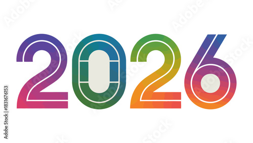 Vibrant Year 2026: A vividly designed graphic showcases the year 2026, composed with vibrant colors and a touch of modern design.