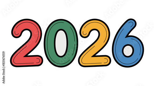 2026: A vibrant and colorful illustration of the year 2026, where imagination blends with a sense of future potential. 