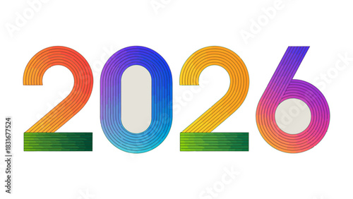 Future Vision:  The year 2026, rendered in a gradient of colors, symbolizes forward-thinking, innovation, and anticipation.