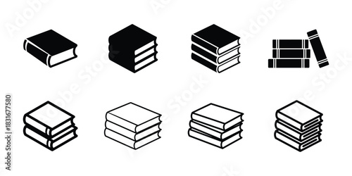 Book icons vector pack, Minimalist book silhouette