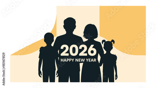 New Year 2026: A silhouette of a family stands united, heralding the arrival of 2026, embracing hope and looking forward to new beginnings