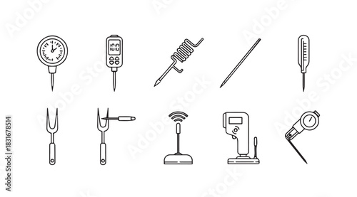 Collection of scientific and medical instrument silhouettes in a clean line art style silhouette