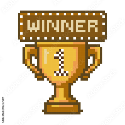 Winner Trophy Number One Pixel Art