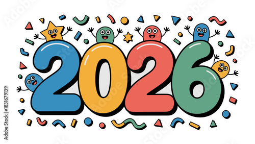 Photography New Year's Eve 2026: An illustration showcases a playful and vibrant design of t
