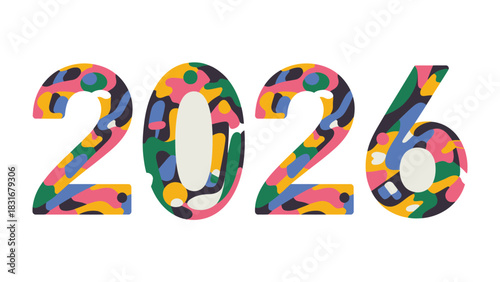 Vibrant Year 2026: A creatively designed 2026, bursting with bold and captivating colors, stands as a symbol of the future, representing new opportunities and fresh beginnings.