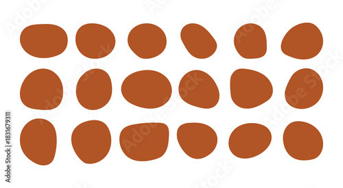 Abstract Organic Blob Shapes Vector Set, Modern Terracotta Brown Pebble Design Elements for Contemporary Graphic Design and Branding