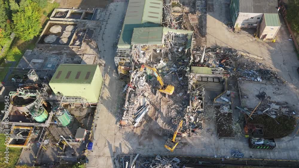 Chemical plant industrial demolition project. Decommissioning and ...