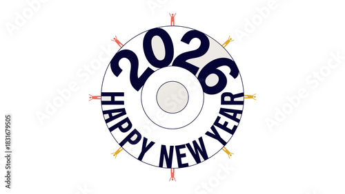 Happy New Year 2026: An elegant emblem for the New Year, incorporating a sleek design, welcoming the promise of new beginnings. 