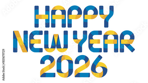 Celebrating New Year 2026: A vibrant and colorful design spells out HAPPY NEW YEAR 2026, perfect for a celebratory greeting.