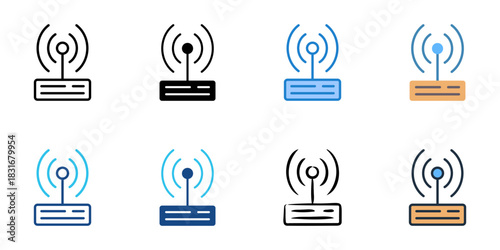 Wi Fi icon set multiple style vector collection. Editable Stroke 

