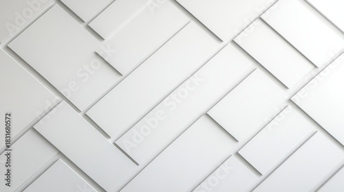 Minimalist white geometric wall pattern with soft shadows conveying calm modern design
