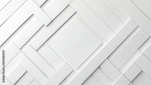 White geometric layered squares and rectangles creating minimalist abstract pattern