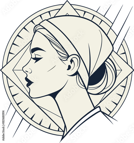 Abstract geometric eye shape with angled lash line