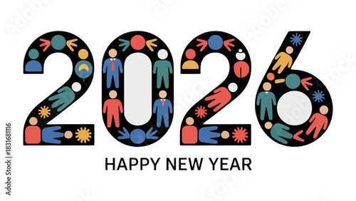 New Year Celebration 2026: A vibrant and colorful design that welcomes the year with joy and togetherness, and it's a sign of hope. 