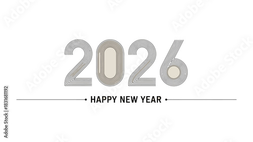 New Year 2026: A minimalist greeting for the upcoming year, showcasing the numerals 2026 alongside a message of seasonal joy.