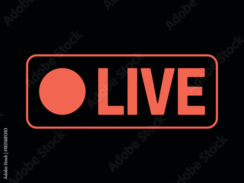 A bright red 'LIVE' indicator with a circular play button signifies an active broadcast or stream.
