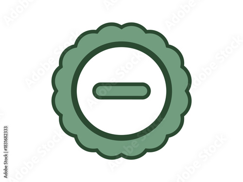 A simple green circular emblem with a minus symbol in the center denotes a negative or subtractive concept.