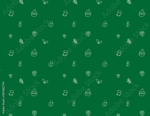 手書きのクリスマスイラスト　背景素材　緑