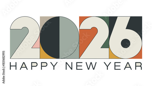 Year 2026: A stylish and vibrant graphic announces the dawn of a new year, showcasing geometric design.