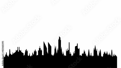 Modern Cityscape Silhouette, Perfect for Urban Development Projects or Architectural Designs, Evokes a Sense of Progress and Innovation, Originally a Vector Graphic