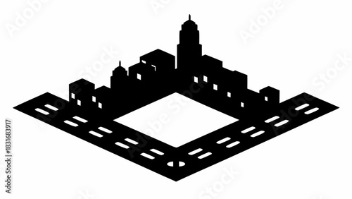 Stylish isometric city skyline, ideal for modern urban planning and architectural design projects needing a sleek, scalable, and professional touch