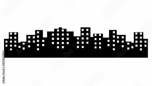 Sleek city skyline silhouette, perfect for urban development concepts, real estate branding, or modern design projects, conveying a sense of progress and growth
