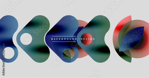 Abstract colorful shapes overlap, creating dynamic visual flow. Minimalist design with gradient hues, modern aesthetic.